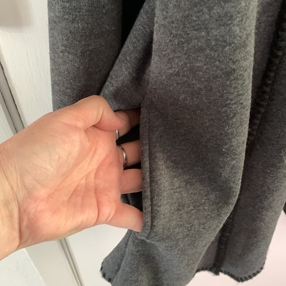 Soft Surroundings charcoal grey open front jacket with blanket stitching - Picture 7 of 10